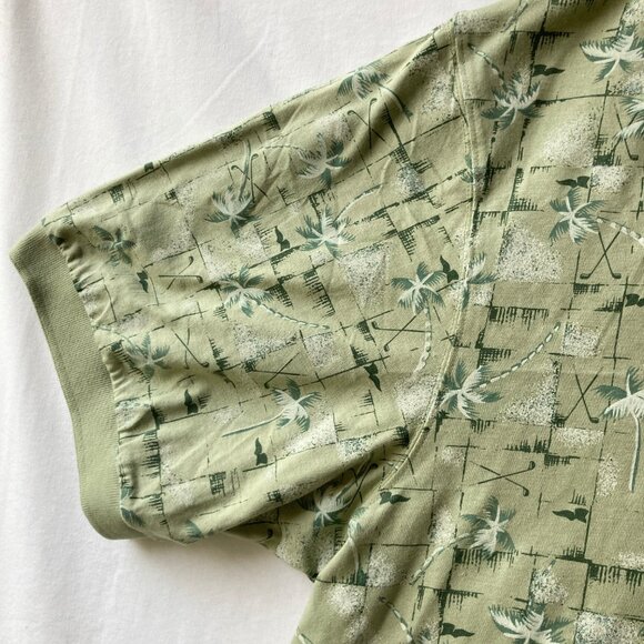 Michael Austin Golf Shirt Mens Size XXL Vintage All Over Print Clubs Palm Tree - Picture 5 of 11